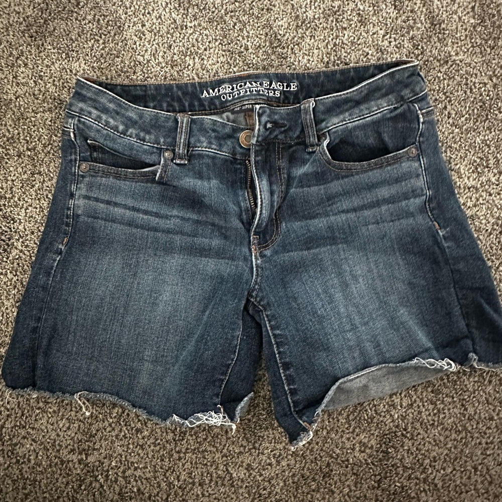 american eagle outfitters dark wash super stretch shorts